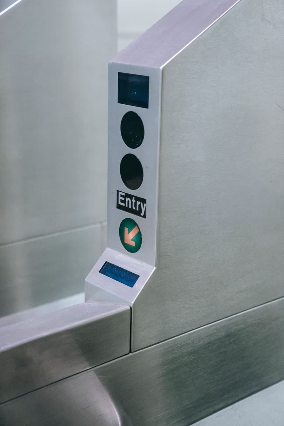 An entry turnstile with a card reader